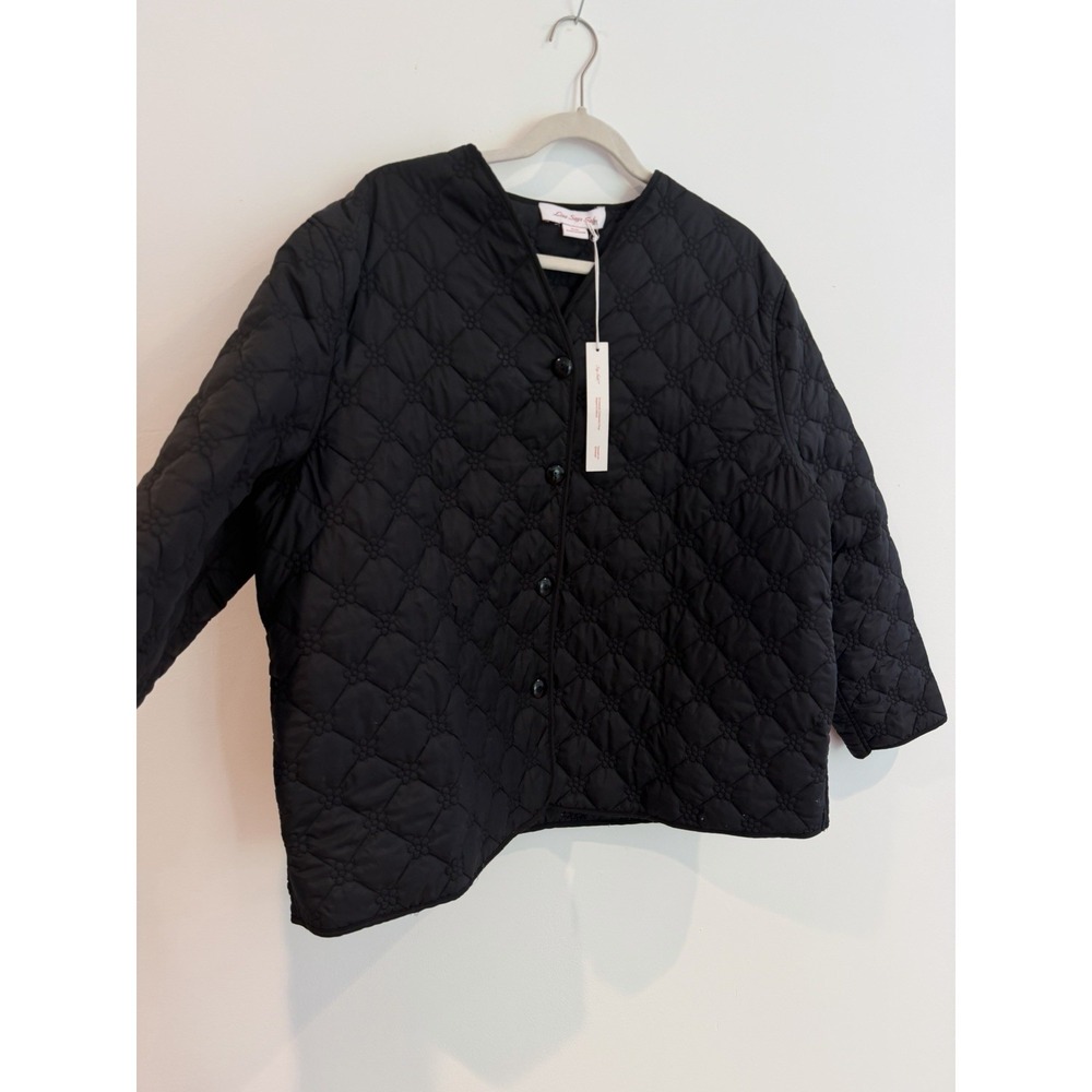 Lisa Says Gah Quilted Jacket XL / XXL NWT Black Puffer Lightweight Liner Button - Picture 6 of 8